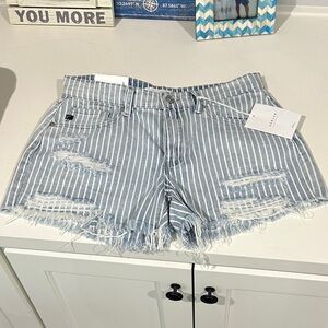 Striped Denim Shorts- KanCan